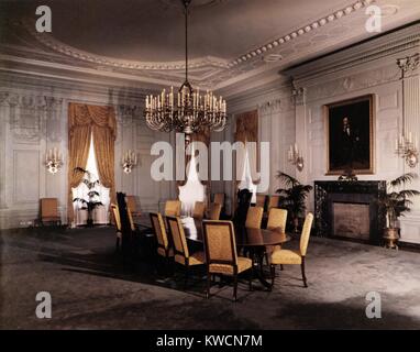 Renovierung des Executive Mansion während der Regierung Truman. Das Weiße Haus, Esszimmer, 15. Juli 1952. - (BSLOC 2014 15 126) Stockfoto