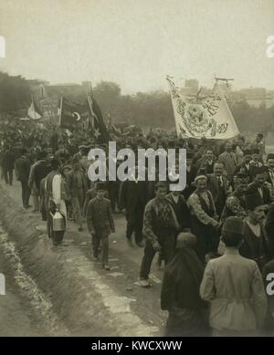 Türkische Demonstration unterstützen die Mobilisierung für die Einreise in WK1 mit den Mittelmächten. In der Hoffnung, türkischem Gebiet beigefügt durch Russland zu erholen, endete der Krieg mit dem Osmanischen Reich ausgebaut (BSLOC 2017 1 147) Stockfoto