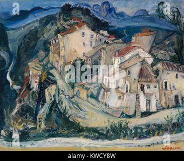 Anzeigen von Cagnes, Chaim Soutine, 1924-25, Russisch Französisch expressionistische Malerei, Öl auf Leinwand. 1923 bis 1925, Soutine lebte im Dorf von Cagnes auf dem französischen Rivera. Seine diese Landschaft gemalt mit expressionistischen Pinselführung, Stapeln und di (BSLOC 2017 5 152) Stockfoto