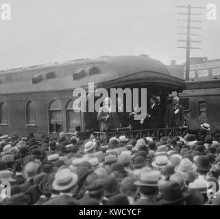 William Jennings Bryan aus seiner Kampagne Zug in Utica, New York, 1908. Er verlor die Wahl gegen den Republikaner William Howard Taft (BSLOC 2017 2 106) Stockfoto