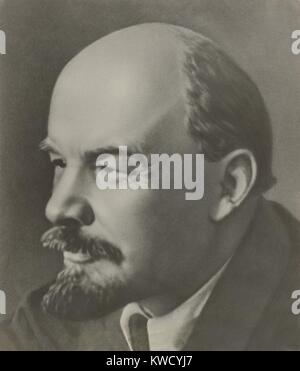 Wladimir Iljitsch Uljanov Lenin, 1920. Auf dem Zweiten Kongreß der Kommunistischen Internationale im Juli 1920, Lenin ermutigt kolonialen Nationen zur sozialistischen Revolution gegen die Imperialisten (BSLOC 2017 2 18) Stockfoto