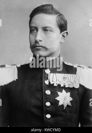 Kaiser Wilhelm II., als eine 24 Jahre alte Prinz 1883. Er widerstand dem Einfluss seiner liberalen Eltern, Englische Kronprinzessin Victoria und Kronprinz Friedrich, statt seine preußischen Großvater bewundern, Wilhelm I (BSLOC 2017 2 40) Stockfoto