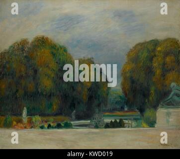 Versailles, von Auguste Renoir, 1900-5, französischer impressionistischer Malerei, Öl auf Leinwand. Die Szene eines Brunnens und Wälder auf der Nordseite des Schlosses von Versailles (BSLOC 2017 3 92) Stockfoto