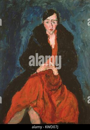 Portrait von Madeleine Castaing, Chaim Soutine, 1929, Russisch Französisch expressionistischen Ölgemälde. Madeleine Castaing und ihr Mann waren seine Gönner, wenn er diese Leinwand gemalt (BSLOC 2017 5 150) Stockfoto