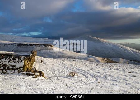 Murton Hecht und der Eingang zu hohe Schale Gill gesehen von der Pennine Way Wanderweg im Winter, Eden Valley, Cumbria, Großbritannien Stockfoto