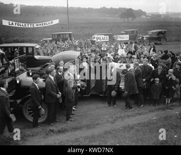 Belle Fall La Follette, werbend für Progressive Partei Angebot ihres Mannes für das Amt des Präsidenten. Sept. 29, 1924 am Mt. Lake Park, Maryland. Robert La Follette gewann 17% der Stimmen gegen Präsident Coolidge und Demokrat John Davis. (BSLOC 2015 16 117) Stockfoto