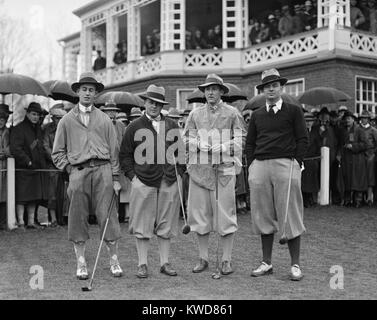 Junge Golfspieler: Jesse W. Sweetser, McKenzie, Bobby Jones und Finlay, 1928 oder 1929. Washington, D.C., Nähe. Sweetser gewann die 1922 US-Amateur Meisterschaft und die 1926 und British Amateur Championship. (BSLOC 2015 17 115) Stockfoto