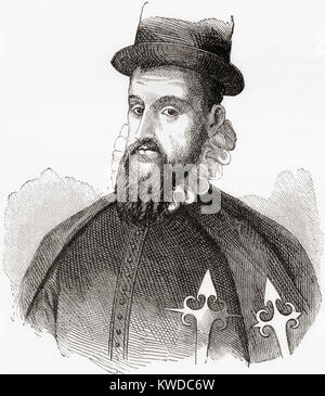 Francisco Pizarro González, c 1471-1541. Spanischen Conquistador, eine Expedition, die Inka Reich erobert. Von Station und Lock's illustrierte Geschichte der Welt, veröffentlicht C 1882. Stockfoto