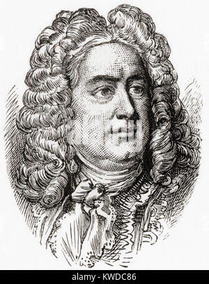 Georg Friedrich oder Friedrich Händel, 1685 - 1759. Deutsch-britischen Barockkomponisten geboren. Von Station und Lock's illustrierte Geschichte der Welt, veröffentlicht C 1882. Stockfoto