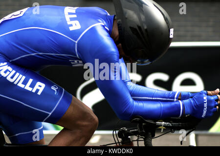 Danny Laud (Anguilla) Radfahren im Zeitfahren am Glasgow Commonwealth-Spiele 2014, am 31. Juli 2014, Glasgow, Schottland Stockfoto