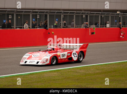 Diogo Ferrao Fahren seines 1973 Lola T292 während der FIA Meister historischen Sportwagen Rennen bei der Silverstone Classic 2017 Stockfoto