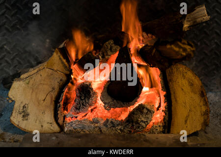 Herdfeuer anmelden Öffnen, Großbritannien Stockfoto