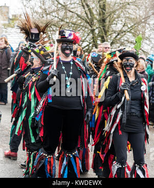 Traditionelle Blackface Morris Dancers, North Yorkshire, Großbritannien Stockfoto