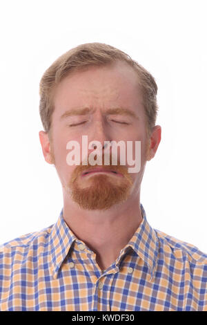 Porträt des Menschen weinen, auf weißem Hintergrund Stockfoto