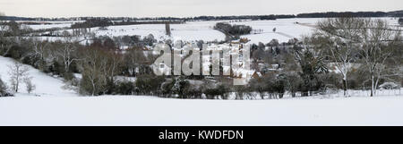 Chipping Campden im Schnee im Dezember. Chipping Campden, Cotswolds, Gloucestershire, England Stockfoto