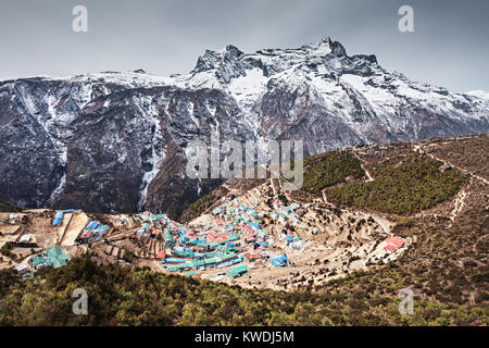 Namche Bazar Luftaufnahme, Everest Trek, Himalaya, Nepal Stockfoto