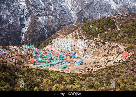 Namche Bazar Luftaufnahme, Everest Trek, Himalaya, Nepal Stockfoto