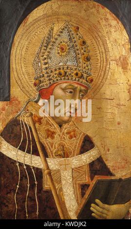 ST. AMBROSE, von Giovanni di Paolo, 1465-70, italienische Renaissance Malerei, Tempera auf Holz. Ambrosius war ein Bischof von Mailand im 4. Jahrhundert und ist einer der vier Kirchenväter (BSLOC 2017 16 61) Stockfoto