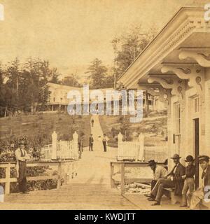 Die Gäste des Cresson Mountain House, einem Ferienort in der Pennsylvanias Allegheny Mountains. Johnstown Flood und 2.209 Todesfälle im Mai 1889 war, die durch Fahrlässigkeit in einem Resort im Besitz von der Pennsylvania Railroad (BSLOC 2017 17 69) Stockfoto