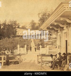 Die Gäste des Cresson Mountain House, einem Ferienort in der Pennsylvanias Allegheny Mountains. Johnstown Flood und 2.209 Todesfälle im Mai 1889 war, die durch Fahrlässigkeit in einem Resort im Besitz von der Pennsylvania Railroad (BSLOC 2017 17 69) Stockfoto