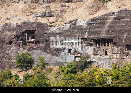 Ajanta Höhlen nahe Aurangabad, Bundesstaat Maharashtra in Indien Stockfoto