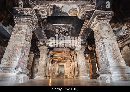 Ellora Höhlen nahe Aurangabad, Bundesstaat Maharashtra in Indien Stockfoto