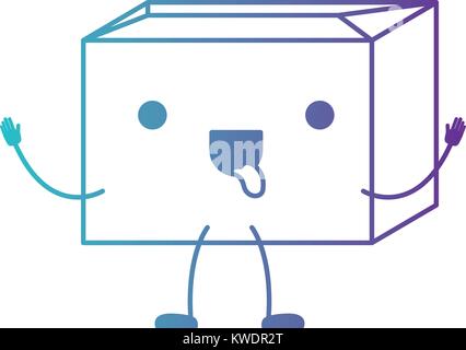 Versiegelte kawaii animierte Karton in den Fehlermodus Blau bis Violett Farbe Kontur Stock Vektor