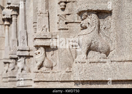 Carven auf hindu-Tempel, Hampi, Indien Stockfoto