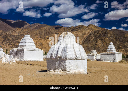 Viele Stupas in der Nähe von Shey Kloster in Ladakh, Indien. Stockfoto