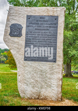 Chickamauga und Chattanooga National Military Park ist in Georgia und Tennessee und war einer der entscheidenden Schlachten des Bürgerkriegs. Stockfoto