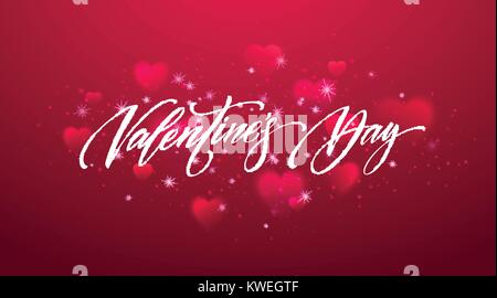 Happy Valentines Tag Schriftzug card Design. Vector Illustration Stock Vektor