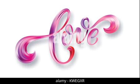 Happy Valentines Tag Karte mit Hand geschrieben Liebe. Vector Illustration Stock Vektor