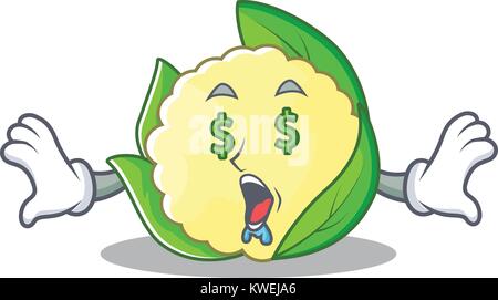 Geld Auge Blumenkohl Charakter Cartoon Stil Stock Vektor