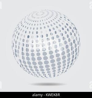 Sphäre Rasterungsmuster. Kreis design Element auf Weiß isoliert. Vector3D-Logo Stock Vektor