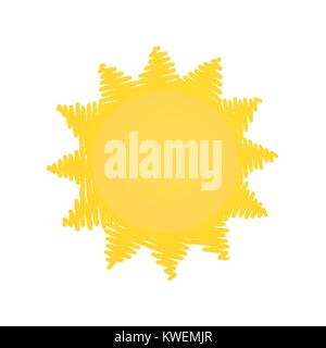 Einfach beschrieben, gelbe Sonne doodle Symbol Abbildung Stock Vektor