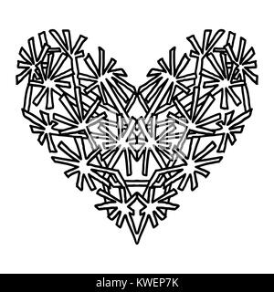 Handdrawn zentangle Herz. Mandala Design für St. Valentinstag Karten. Malbuch Muster. Vector schwarz und weiß doodle Abbildung. Stock Vektor