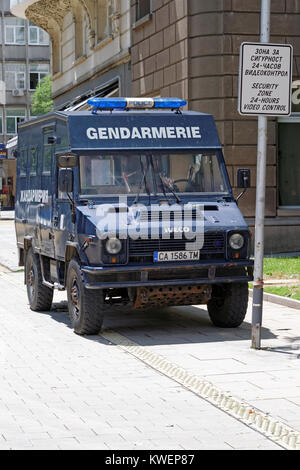 Sofia, Bulgarien - 04. Juli 2017: Blue gandarmerie van außerhalb des Gebäudes der Präsidentschaft der Republik Bulgarien in Sofia geparkt Stockfoto