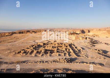 Masada UNESCO Weltkulturerbe in der Nähe des Toten Meeres in Israel von oben in eine Antenne Skyline Foto gesehen Stockfoto