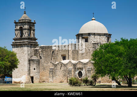 Mission San Jose y San Miguel de Aguayo (1782), San Antonio Missions National Historical Park, San Antonio, Texas USA Stockfoto