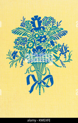 Vase und Blumen Dekoration, von der Abdeckung eines 1941 Erbe drücken Sie Nachdrucke Edition von Alice im Wunderland von Lewis Carroll. Stockfoto