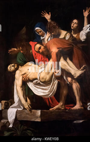 Caravaggio Gemälde. Die Grablegung Christi (Deposition) von Michelangelo Merisi da Caravaggio (1571-1610), Öl auf Leinwand, 1600/04 C. Stockfoto