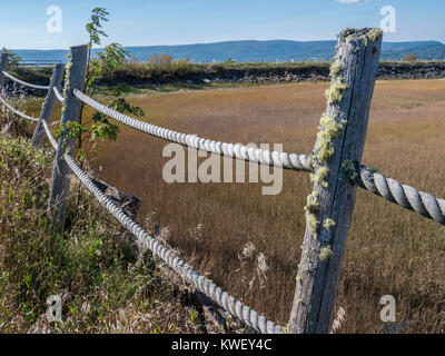 Seil Zaun, Werft Park, Mary's Point Road, Bucht von Fundy, Waterside, New Brunswick, Kanada. Stockfoto