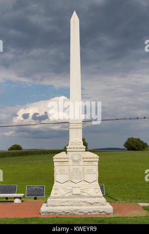 Die 5., 7., und 66. Ohio Infanterie Denkmal, Antietam National Battlefield (U.S. National Park Service), Sharpsburg, Maryland, USA. Stockfoto