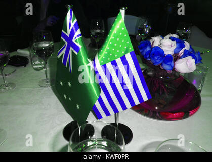 Australische und amerikanische Flaggen Stockfoto