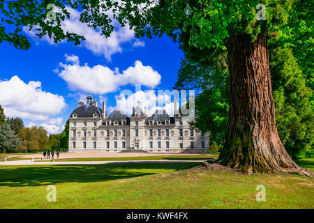 Beeindruckende Cheverny schloss, Ansicht mit Gärten, Loire Tal, Frankreich. Stockfoto