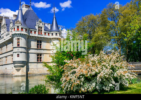 Eindrucksvolles Chateau Azay-le-Rideau, Loire Tal, Frankreich. Stockfoto