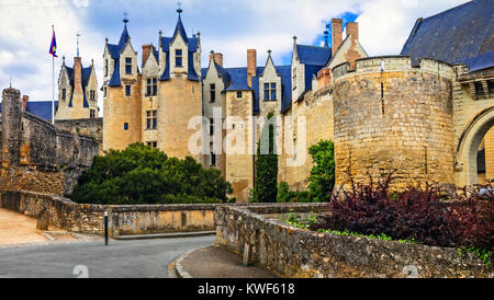 Beeindruckende mittelalterliche Burg, Montreil-Bellay panramic Aussicht, Frankreich. Stockfoto