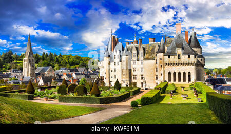 Herrliche Schloss Langeais, Loire Tal, Frankreich Stockfoto