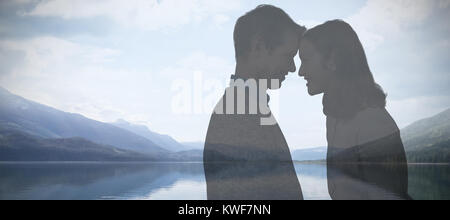 Zusammengesetztes Bild Nahaufnahme paar stehen von Angesicht zu Angesicht Stockfoto