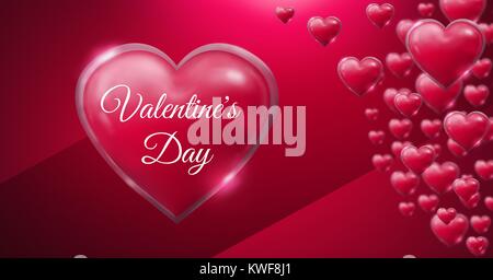 Valentinstag Text und glänzend sprudelnden Valentines Herzen Stockfoto